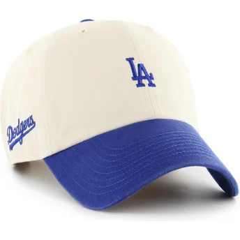 Gorra curva beige y azul ajustable Clean Up Base Runner Sure Shot Two Tone de Los Angeles Dodgers MLB de 47 Brand