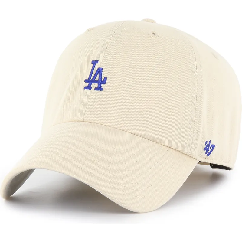 bezowa-regulowana-czapka-z-zakrzywionym-daszkiem-z-niebieskim-logo-clean-up-base-runner-los-angeles-dodgers-mlb-od-47-brand
