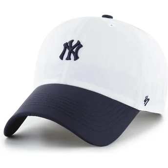 Biała i granatowa regulowana czapka z zakrzywionym daszkiem Clean Up Vista Mini Two Tone New York Yankees MLB od 47 Brand