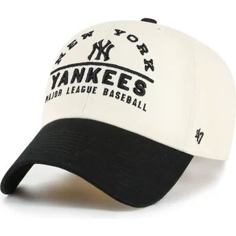 Czapka z zakrzywionym daszkiem beżowo-czarna regulowana Clean Up Windham New York Yankees MLB od 47 Brand