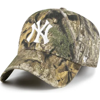 Czapka z zakrzywionym daszkiem kamuflaż regulowana Clean Up Real Tree New York Yankees MLB od 47 Brand