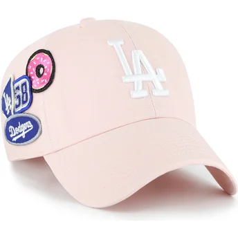 Różowa regulowana czapka z zakrzywionym daszkiem Clean Up Badges Los Angeles Dodgers MLB od 47 Brand