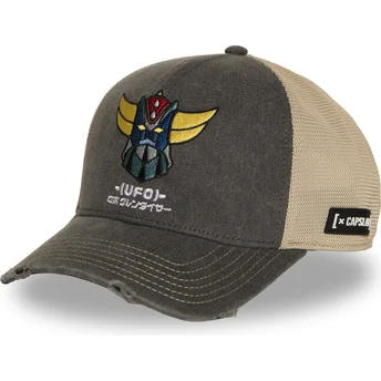 Czapka trucker szara i beżowa Robot Grendizer GOL7 GOLB od Capslab