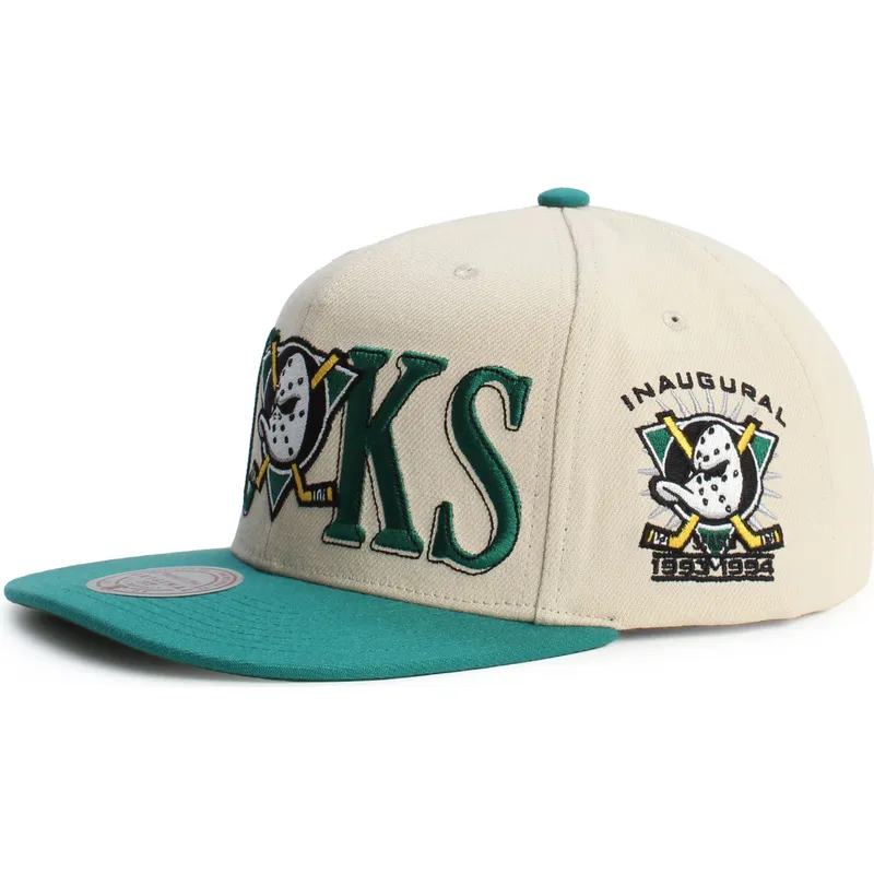 zielono-bezowa-plaska-czapka-snapback-across-the-board-anaheim-ducks-nhl-od-mitchell-ness