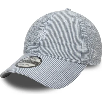 Granatowa zakrzywiona czapka regulowana 9TWENTY Seersucker New York Yankees MLB New Era