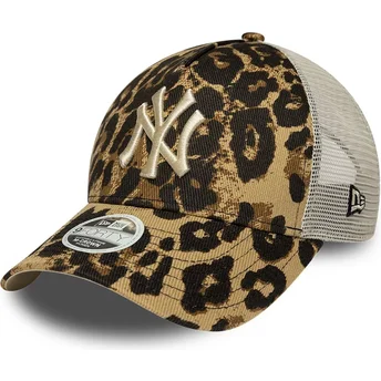 Czapka trucker w panterkę dla kobiet 9FORTY M-Crown A Frame Leopard New York Yankees MLB New Era