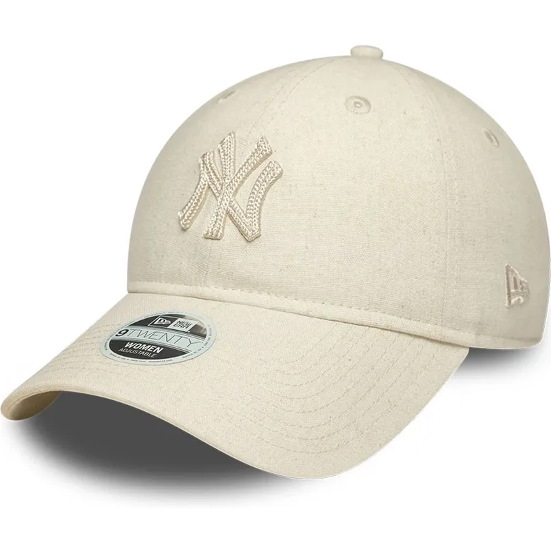 bezowa-regulowana-czapka-z-daszkiem-z-bezowym-logo-dla-kobiet-9twenty-midi-linen-new-york-yankees-mlb-new-era
