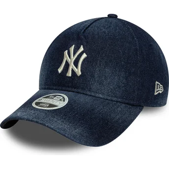 Granatowa zakrzywiona czapka regulowana damska 9TWENTY A Frame Denim New York Yankees MLB New Era