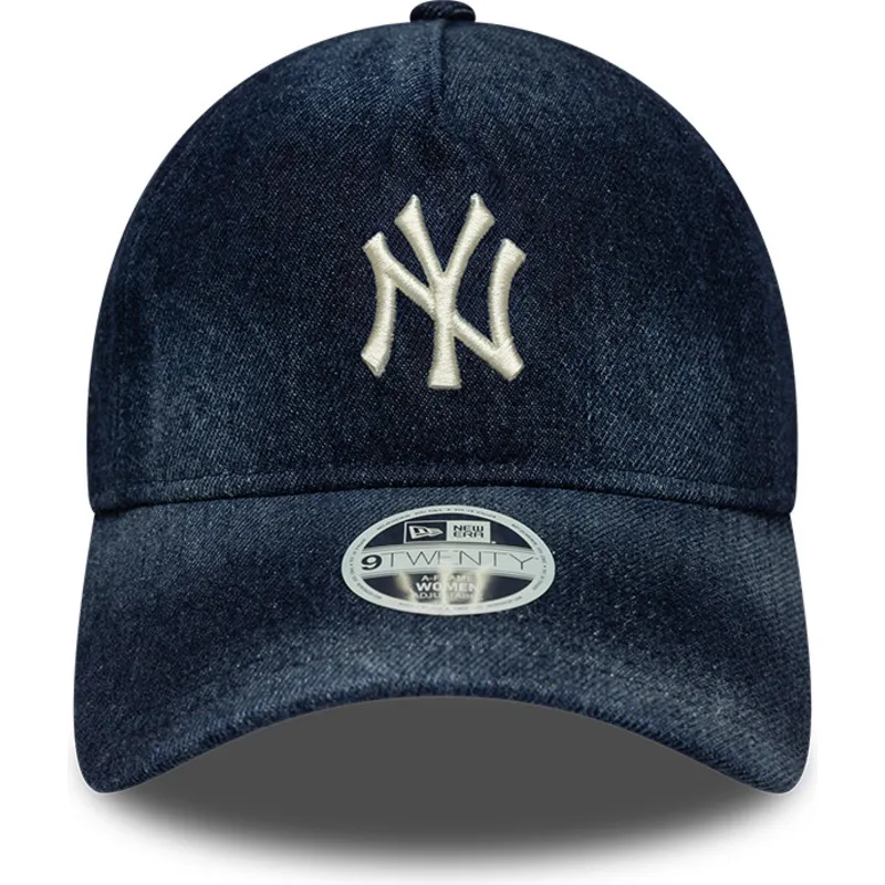 granatowa-zakrzywiona-czapka-regulowana-damska-9twenty-a-frame-denim-new-york-yankees-mlb-new-era