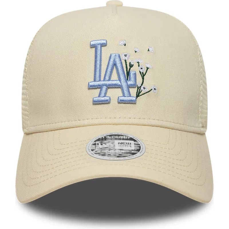 czapka-trucker-bezowa-z-niebieskim-logo-dla-kobiet-9forty-a-frame-floral-los-angeles-dodgers-mlb-new-era