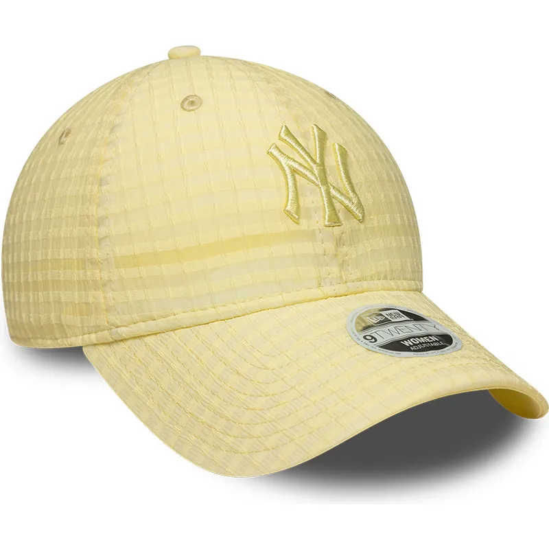 zolta-zakrzywiona-czapka-regulowana-z-zoltym-logo-dla-kobiet-9twenty-seersucker-new-york-yankees-mlb-new-era