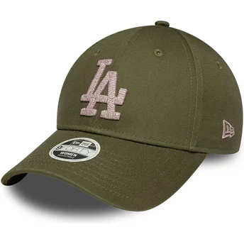 Zielona regulowana czapka z zakrzywionym daszkiem dla kobiet 9FORTY Metallic Los Angeles Dodgers MLB New Era