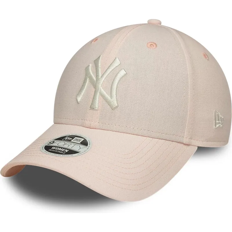 jasnorozowa-regulowana-czapka-z-zakrzywionym-daszkiem-dla-kobiet-9forty-linen-new-york-yankees-mlb-new-era