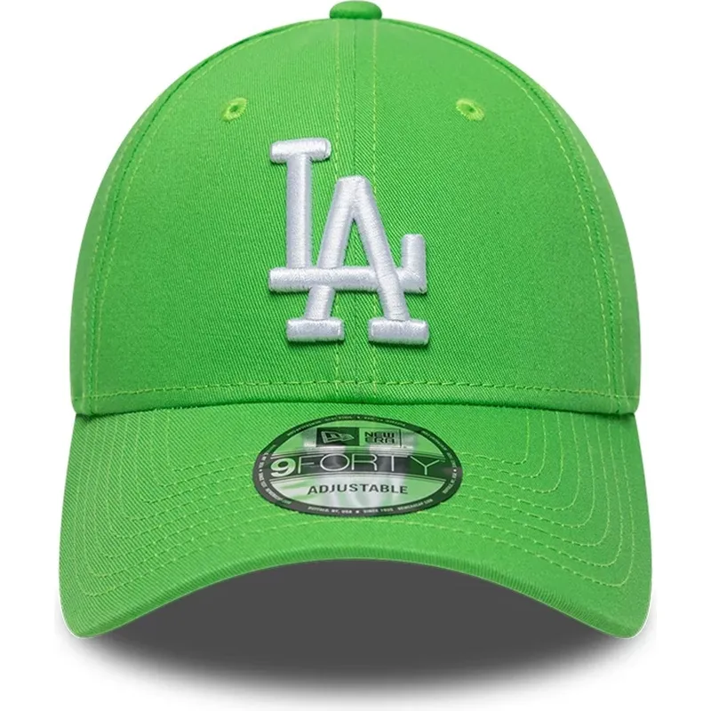 zielona-jasna-regulowana-czapka-z-zakrzywionym-daszkiem-z-bialym-logo-9forty-league-essential-los-angeles-dodgers-mlb-od-new-era