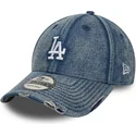 niebieska-regulowana-czapka-z-zakrzywionym-daszkiem-9forty-acid-wash-denim-los-angeles-dodgers-mlb-new-era