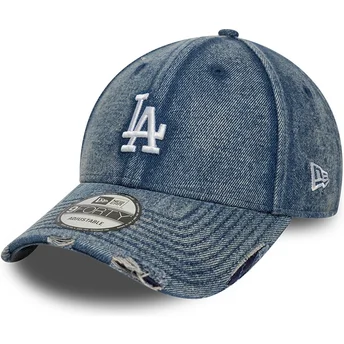 Niebieska regulowana czapka z zakrzywionym daszkiem 9FORTY Acid Wash Denim Los Angeles Dodgers MLB New Era