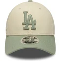 bezowa-i-zielona-czapka-z-daszkiem-snapback-z-zielonym-logo-9forty-m-crown-side-script-los-angeles-dodgers-mlb-new-era