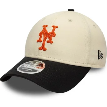 Beżowo-czarna zakrzywiona czapka snapback 9FORTY M-Crown Side Script New York Mets MLB New Era