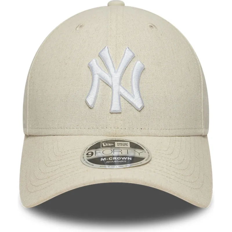 bezowa-zakrzywiona-czapka-snapback-9forty-m-crown-linen-new-york-yankees-mlb-new-era