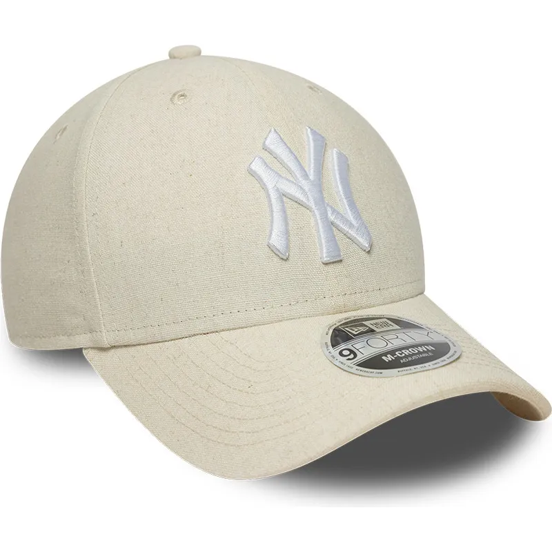 bezowa-zakrzywiona-czapka-snapback-9forty-m-crown-linen-new-york-yankees-mlb-new-era