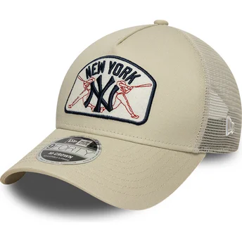 Czapka trucker beżowa 9FORTY M-Crown A Frame New York Yankees MLB New Era
