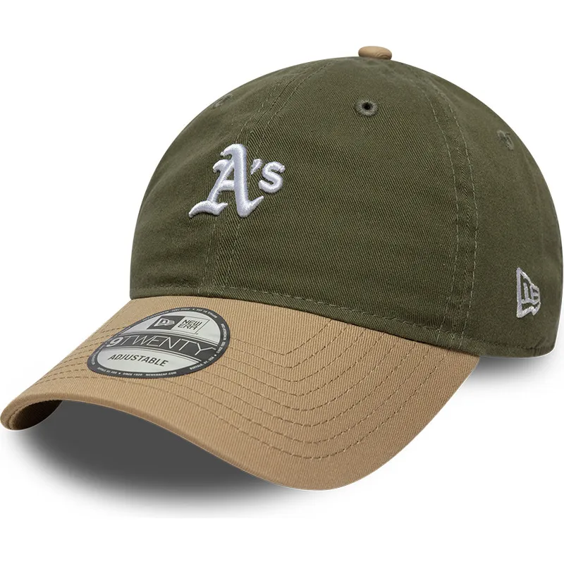 zielono-brazowa-regulowana-czapka-z-zakrzywionym-daszkiem-9twenty-mini-washed-contrast-oakland-athletics-mlb-new-era