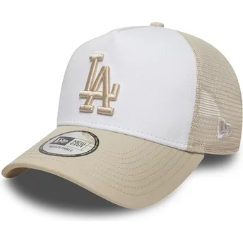 Czapka trucker beżowa i biała z beżowym logo A Frame League Essential Los Angeles Dodgers MLB New Era