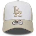 czapka-trucker-bezowa-i-biala-z-bezowym-logo-a-frame-league-essential-los-angeles-dodgers-mlb-new-era