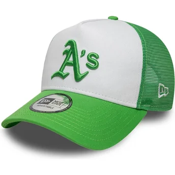 Czapka trucker zielono-biała z zielonym logo A Frame League Essential Oakland Athletics MLB New Era