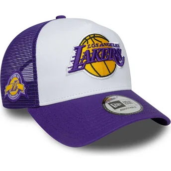 Czapka trucker fioletowa i biała A Frame Side Patch Los Angeles Lakers NBA New Era