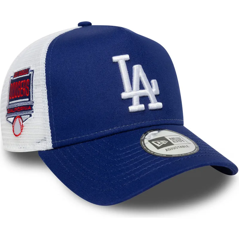 czapka-trucker-niebieska-a-frame-side-patch-los-angeles-dodgers-mlb-new-era