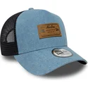 czapka-trucker-niebieska-a-frame-denim-leather-patch-new-era