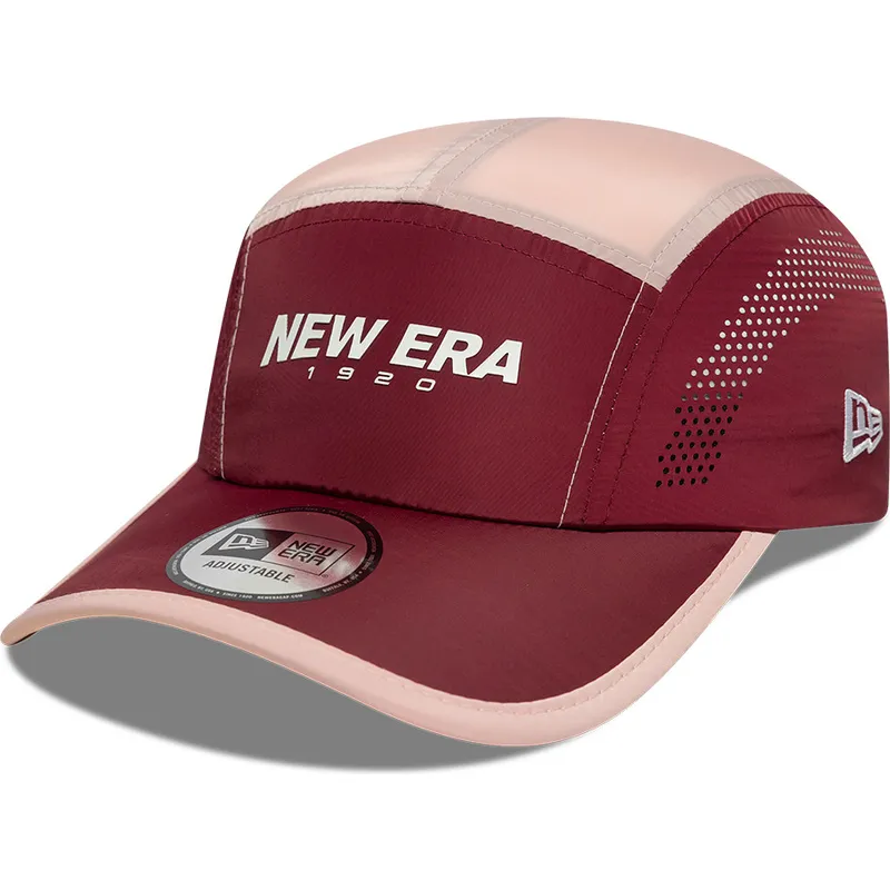 czapka-5-panel-zakrzywiona-czerwona-regulowana-runner-colour-block-new-era