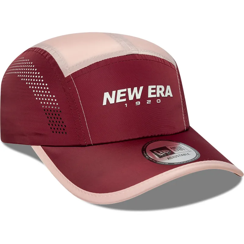 czapka-5-panel-zakrzywiona-czerwona-regulowana-runner-colour-block-new-era