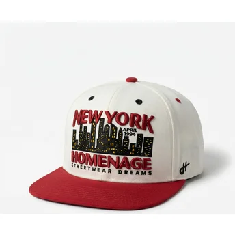 Czapka z daszkiem beżowo-czerwona snapback NYSKY Skylines The Snap od Homenage
