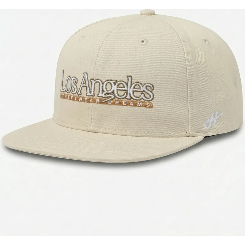 czapka-z-plaskim-daszkiem-bezowa-snapback-los-angeles-skylines-the-snap-od-homenage
