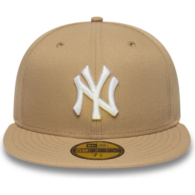 plaska-czapka-jasnobrazowa-dopasowana-59fifty-league-essential-new-york-yankees-mlb-new-era
