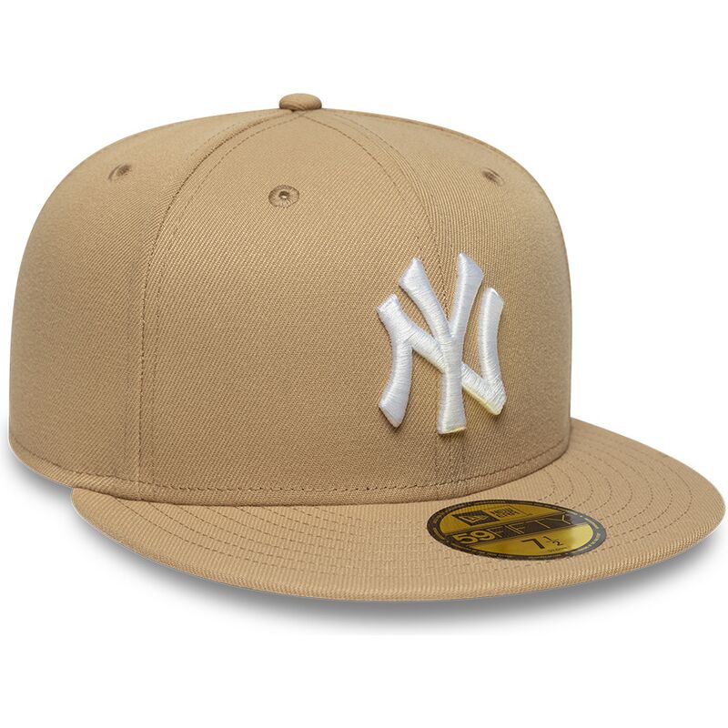 plaska-czapka-jasnobrazowa-dopasowana-59fifty-league-essential-new-york-yankees-mlb-new-era