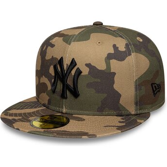 Płaska czapka kamuflażowa dopasowana z czarnym logo 59FIFTY Camo New York Yankees MLB New Era