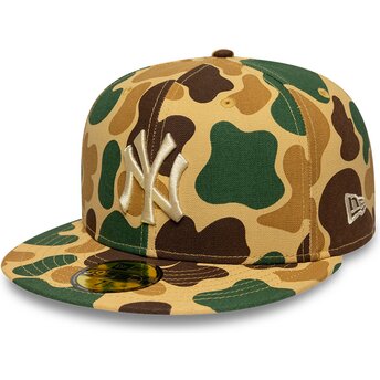 Płaska czapka kamuflażowa dopasowana z beżowym logo 59FIFTY Camo New York Yankees MLB New Era