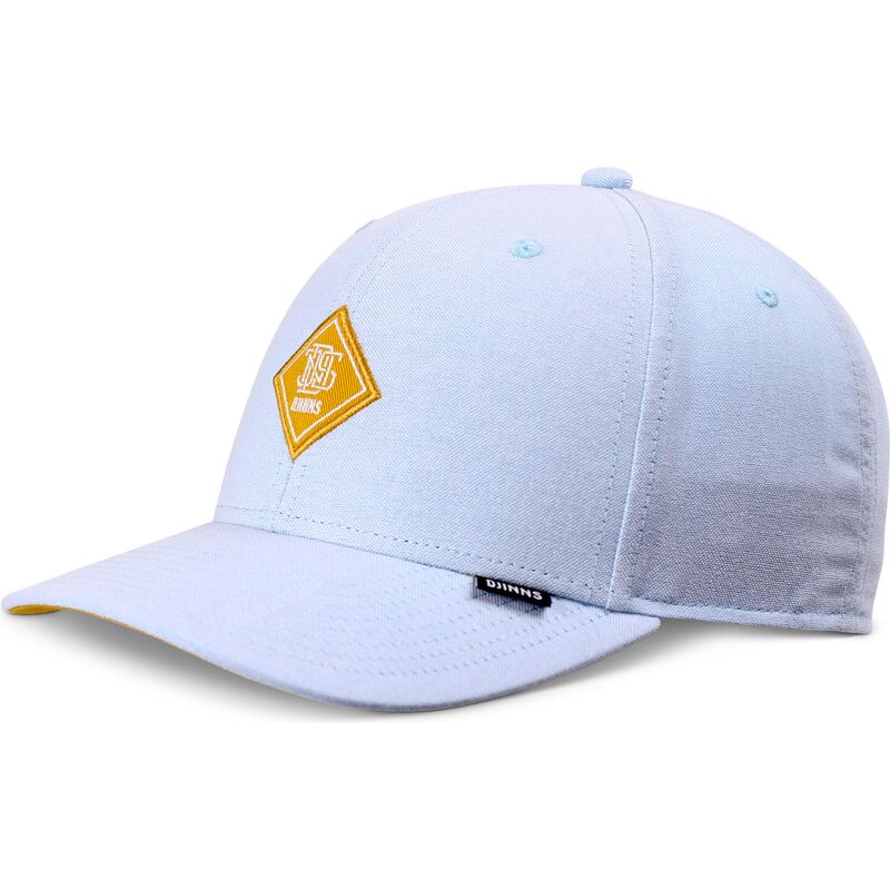 niebieska-zakrzywiona-czapka-regulowana-z-zoltym-logo-truefit-oxfordcontra-od-djinns