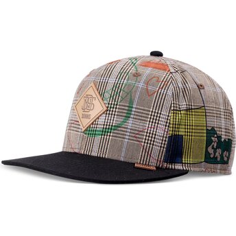 Czapka z płaskim daszkiem szaro-czarna snapback Crinklecheck od Djinns