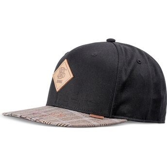 Czapka z płaskim daszkiem czarno-szara snapback Crinklecheck Rev od Djinns