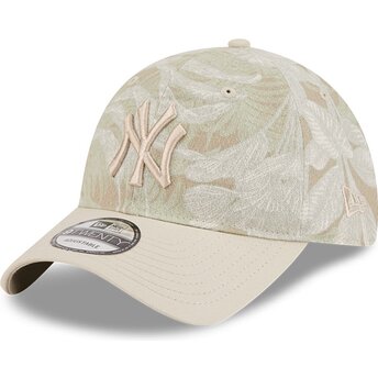 Beżowa regulowana czapka z zakrzywionym daszkiem 9TWENTY Leafy Palm New York Yankees MLB New Era