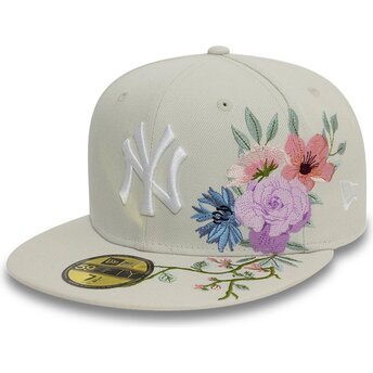 Czapka płaska beżowa dopasowana 59FIFTY Floral New York Yankees MLB New Era