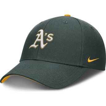 Zielona zakrzywiona czapka regulowana dla chłopca Dri-Fit Club Structured Oakland Athletics MLB od Nike