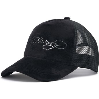 Czapki zakrzywiona czarny snapback Core Silver Diamante Velour Ed Hardy