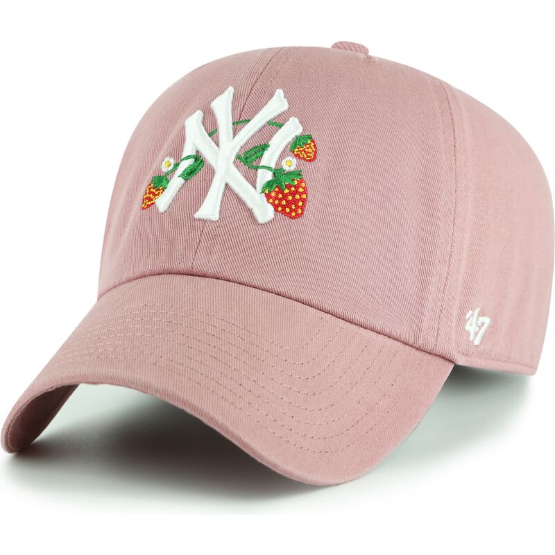 czapki-zakrzywiona-roz-tasma-regulowana-dla-dziecka-clean-up-icon-alt-strawberry-new-york-yankees-mlb-47-brand