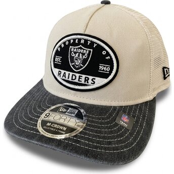 Czapki zakrzywiona beżowy snapback 9FORTY M-Crown A Frame Fray Las Vegas Raiders NFL New Era