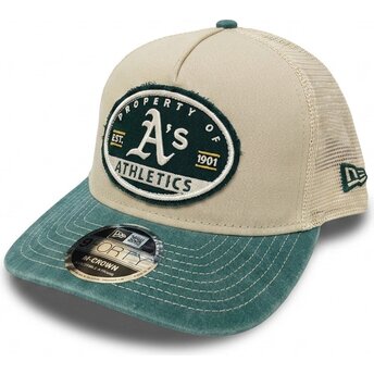 Czapki zakrzywiona beżowy snapback 9FORTY M-Crown A Frame Fray Oakland Athletics MLB New Era